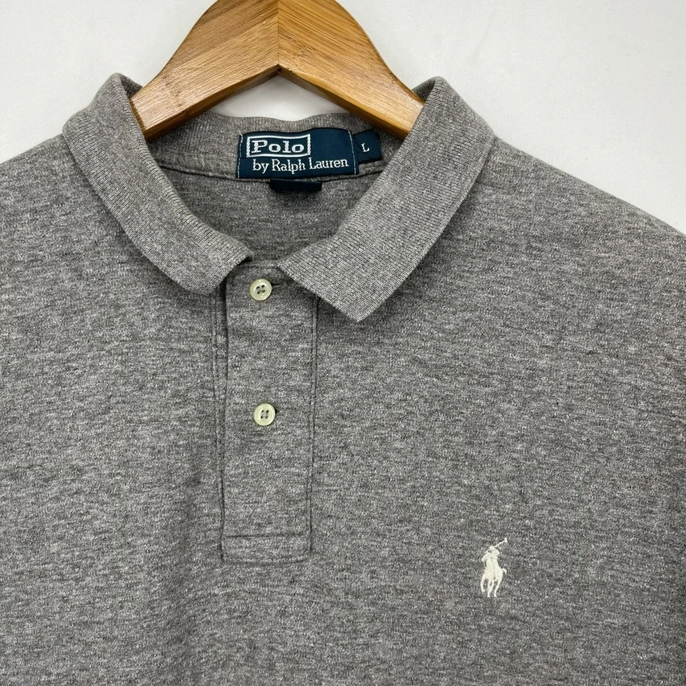 Polo Ralph Lauren Polo Shirt Men's Size L Gray Short Sleeve Pony Logo Cotton‎